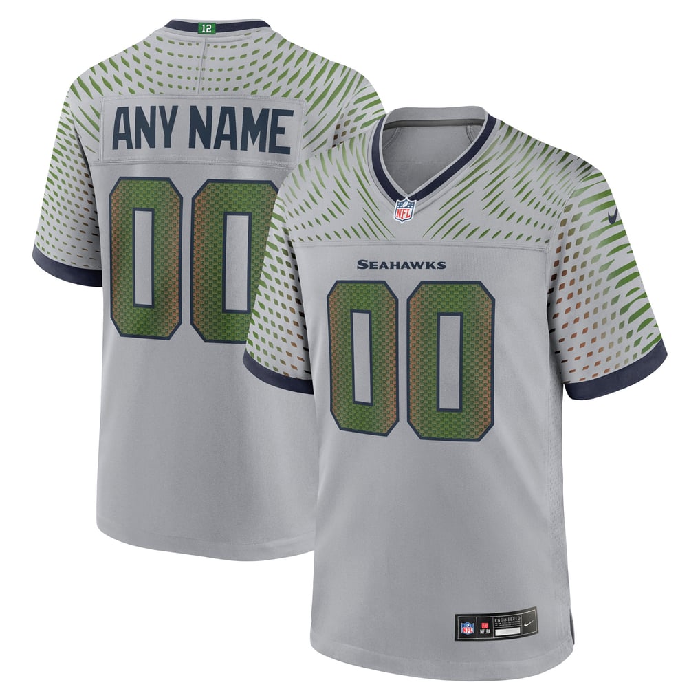 Men's Seattle Seahawks Gray Rivalries Collection Custom Game Jersey