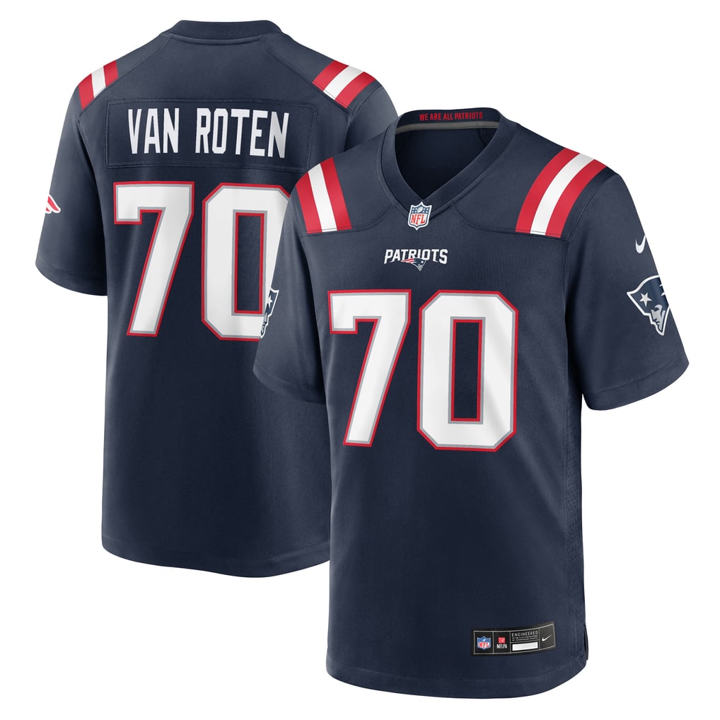 Men's New England Patriots Greg Van Roten Navy Team Game Jersey
