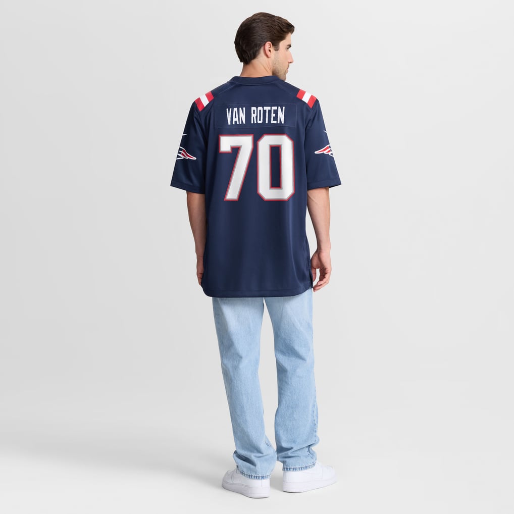 Men's New England Patriots Greg Van Roten Navy Team Game Jersey