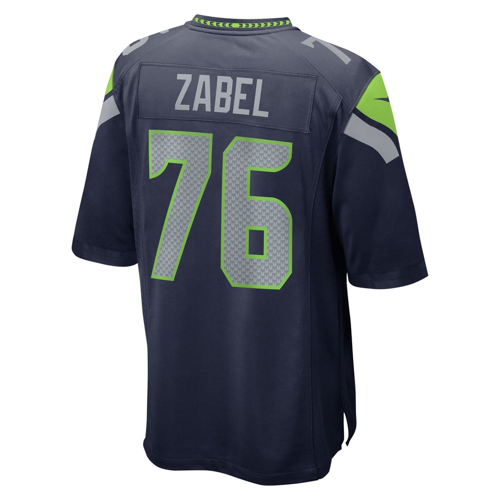 Men's Seattle Seahawks Grey Zabel Navy Team Game Jersey