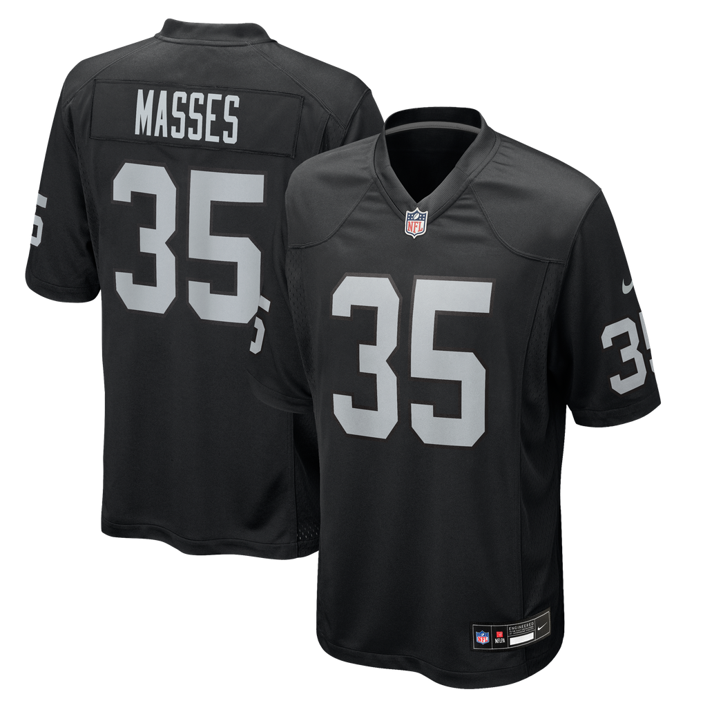 Men's Las Vegas Raiders Hezekiah Masses Black Team Game Jersey