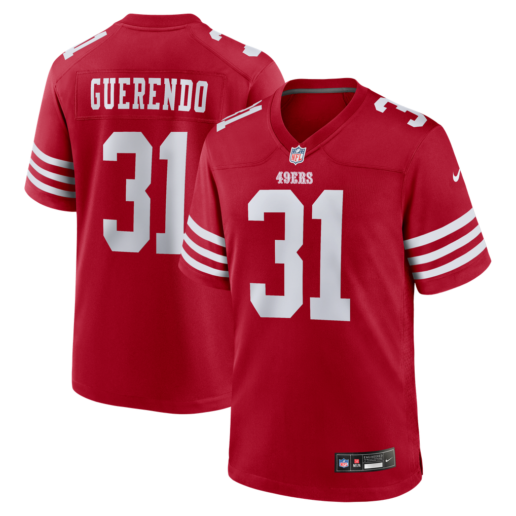 Men's San Francisco 49ers Isaac Guerendo Scarlet Game Jersey
