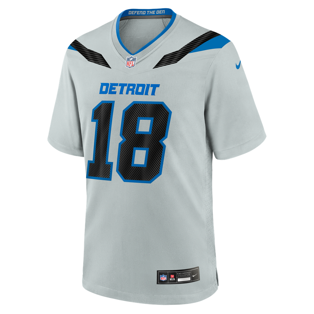 Men's Detroit Lions Isaac TeSlaa Silver 2026 Rivalries Collection Game Jersey