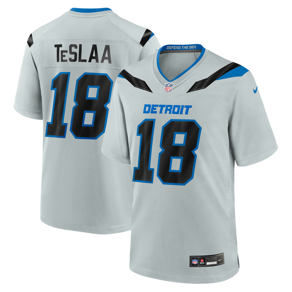 Men's Detroit Lions Isaac TeSlaa Silver 2026 Rivalries Collection Game Jersey