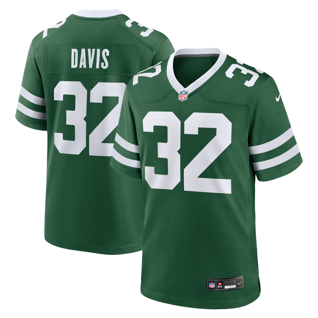 Men's New York Jets Isaiah Davis Legacy Green Team Game Jersey