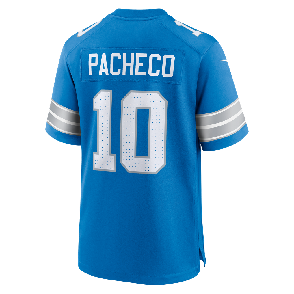 Men's Detroit Lions Isiah Pacheco Blue Team Game Jersey