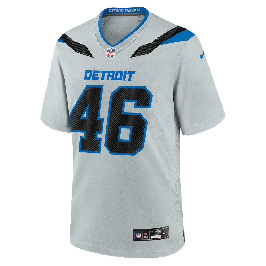 Men's Detroit Lions Jack Campbell Silver 2026 Rivalries Collection Game Jersey