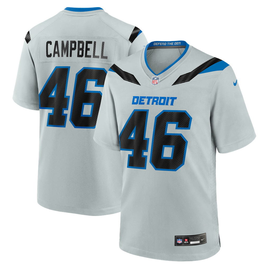 Men's Detroit Lions Jack Campbell Silver 2026 Rivalries Collection Game Jersey