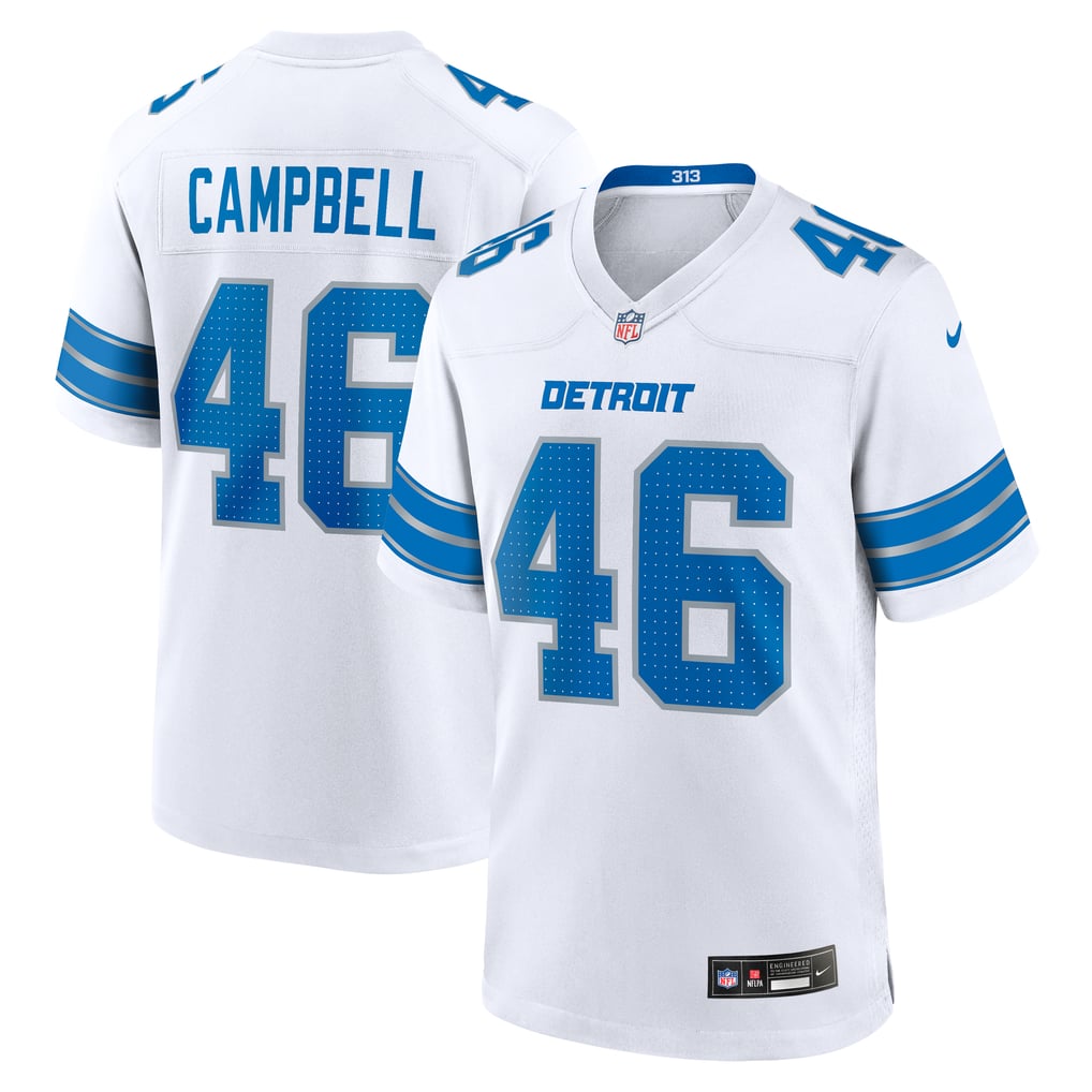 Men's Detroit Lions Jack Campbell White Game Jersey