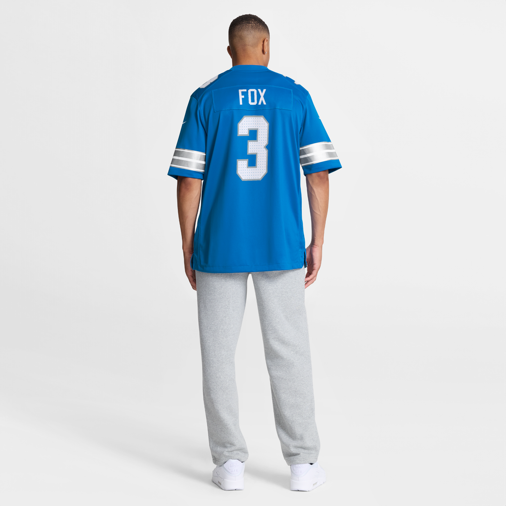 Men's Detroit Lions Jack Fox Blue Team Game Jersey