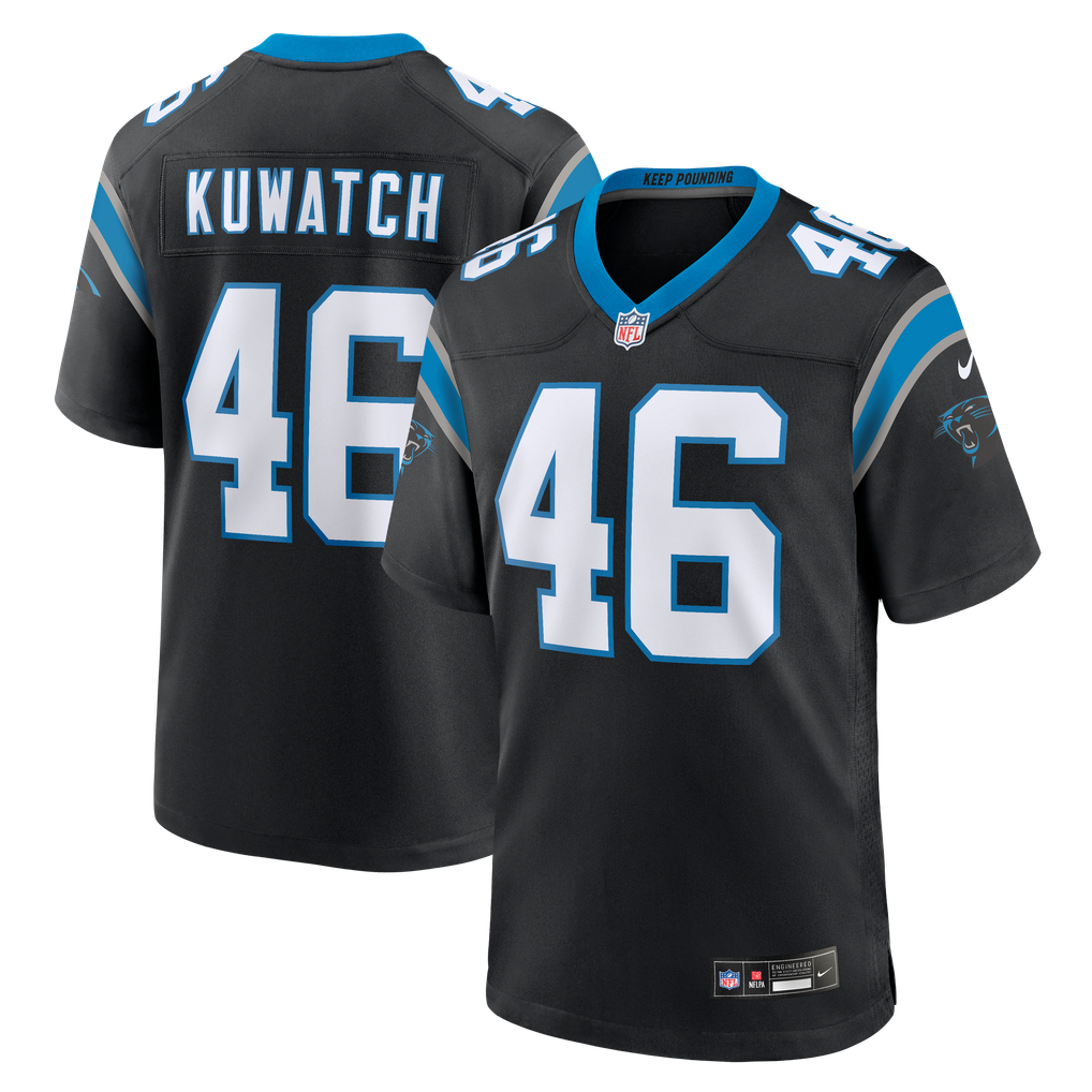 Men's Carolina Panthers Jackson Kuwatch Black Team Game Jersey