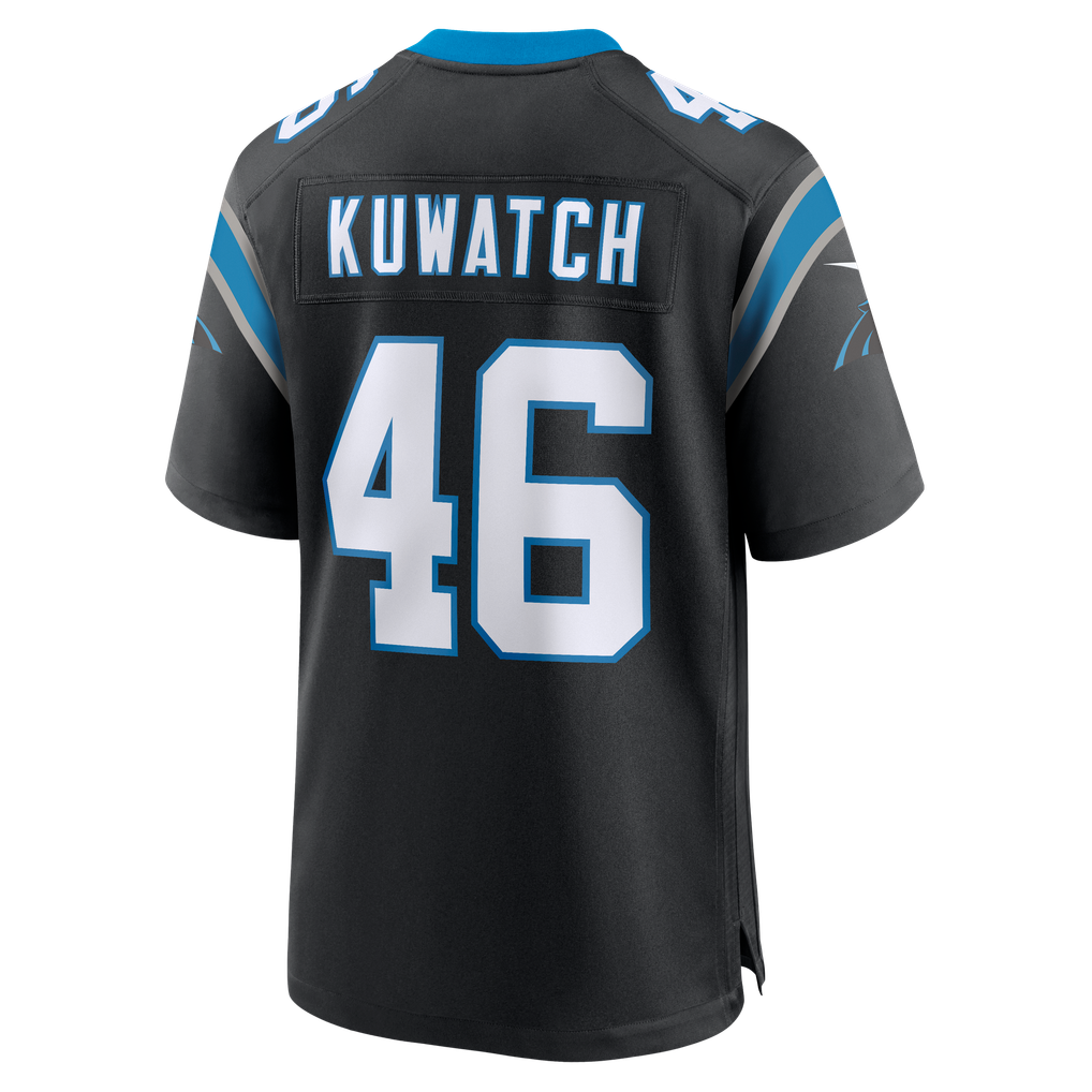 Men's Carolina Panthers Jackson Kuwatch Black Team Game Jersey