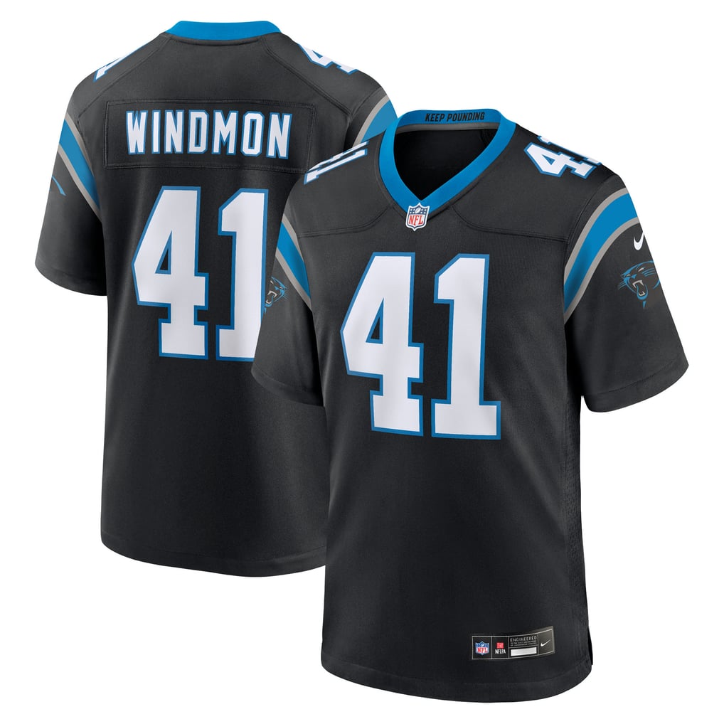 Men's Carolina Panthers Jacoby Windmon Black Team Game Jersey