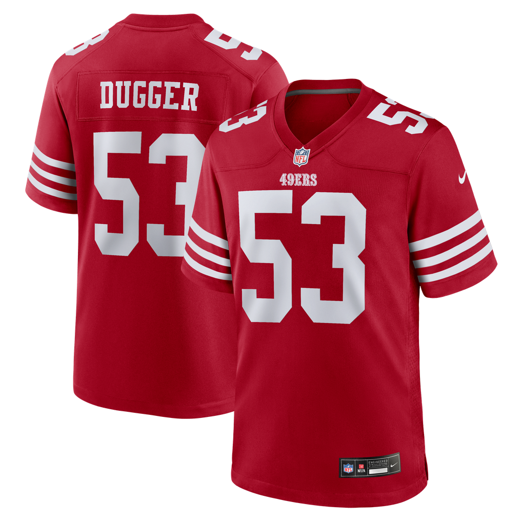 Men's San Francisco 49ers Jaden Dugger Scarlet Team Game Jersey