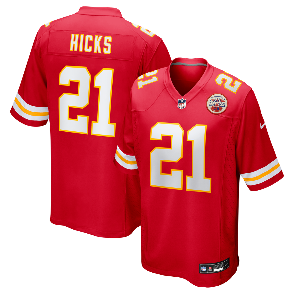 Men's Kansas City Chiefs Jaden Hicks Red Game Jersey