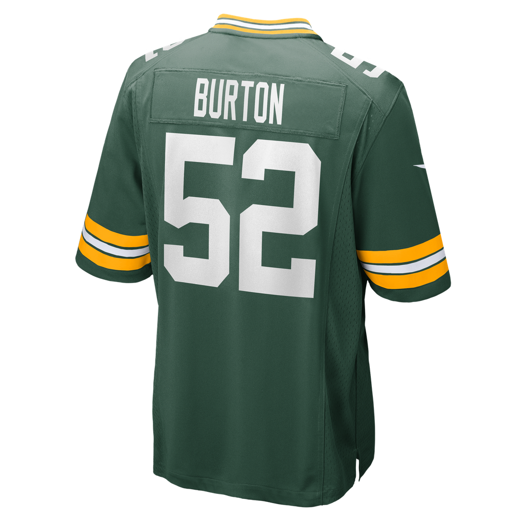 Men's Green Bay Packers Jager Burton Green Team Game Jersey