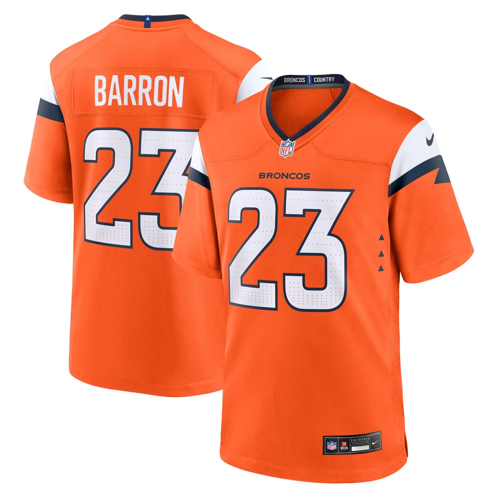 Men's Denver Broncos Jahdae Barron Orange Game Player Jersey