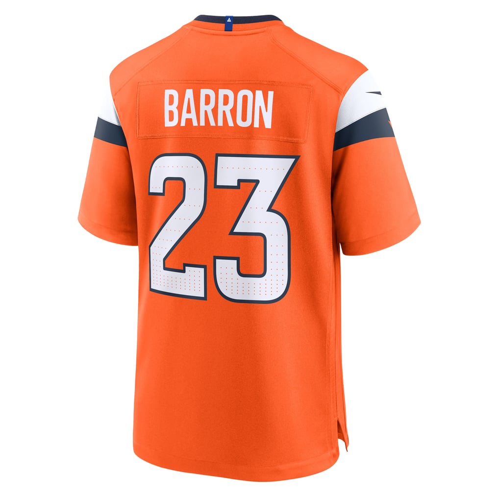 Men's Denver Broncos Jahdae Barron Orange Team Game Jersey