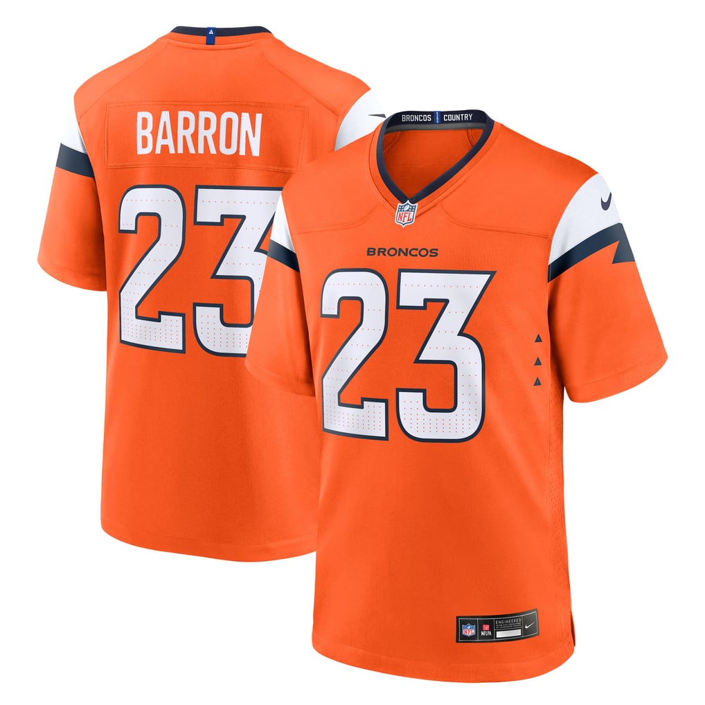 Men's Denver Broncos Jahdae Barron Orange Team Game Jersey