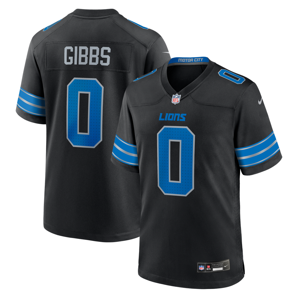 Men's Detroit Lions Jahmyr Gibbs Black 2nd Alternate Game Player Jersey