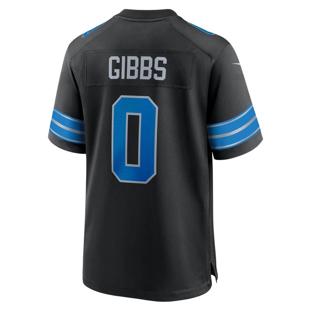 Men's Detroit Lions Jahmyr Gibbs Black 2nd Alternate Game Player Jersey