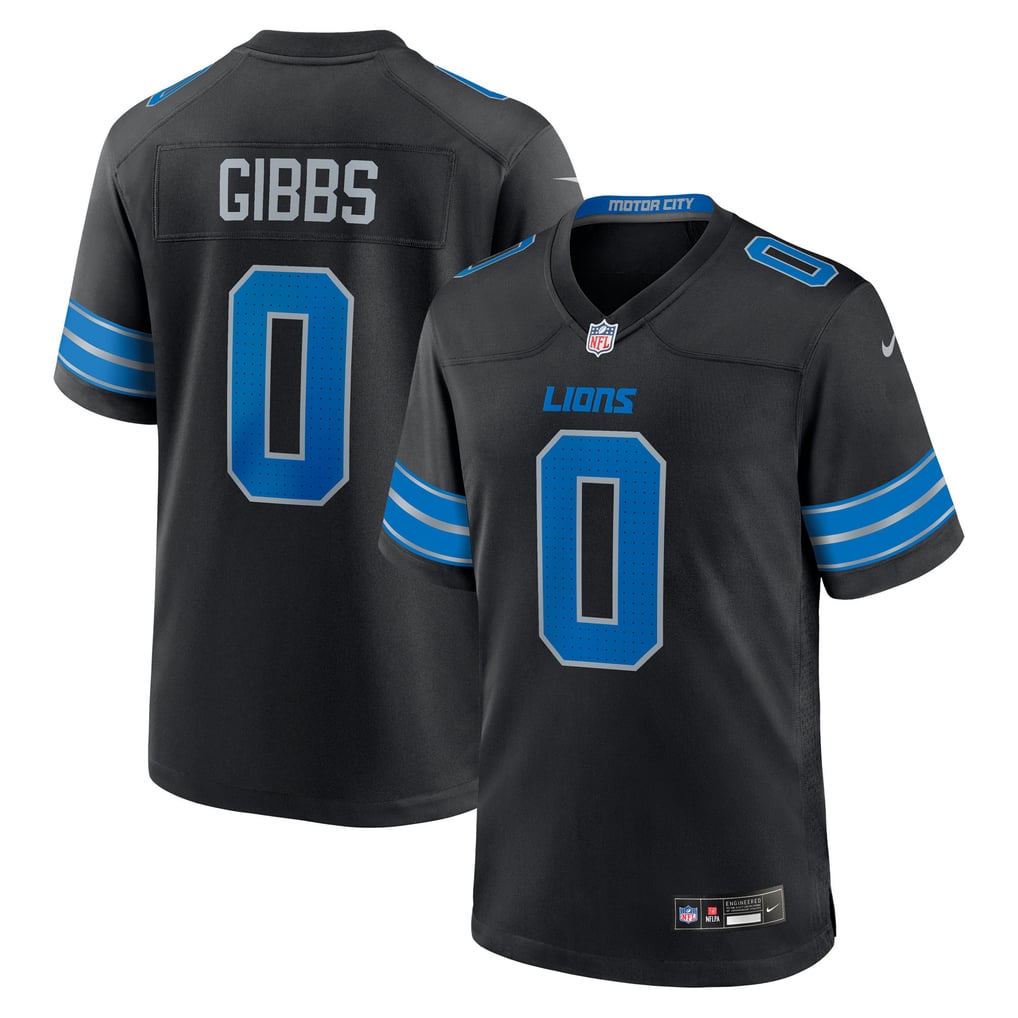 Men's Detroit Lions Jahmyr Gibbs Black 2nd Alternate Game Player Jersey