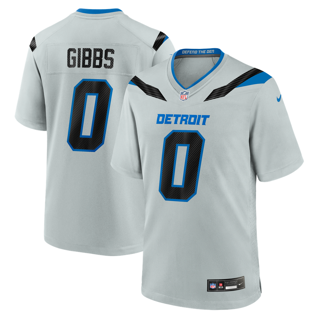 Men's Detroit Lions Jahmyr Gibbs Silver 2026 Rivalries Collection Game Jersey