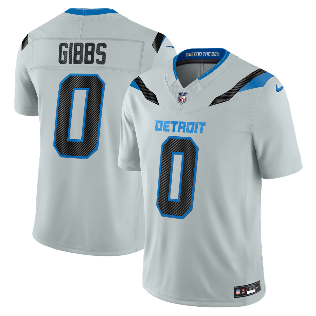 Men's Detroit Lions Jahmyr Gibbs Silver 2026 Rivalries Collection Stitched Limited Jersey