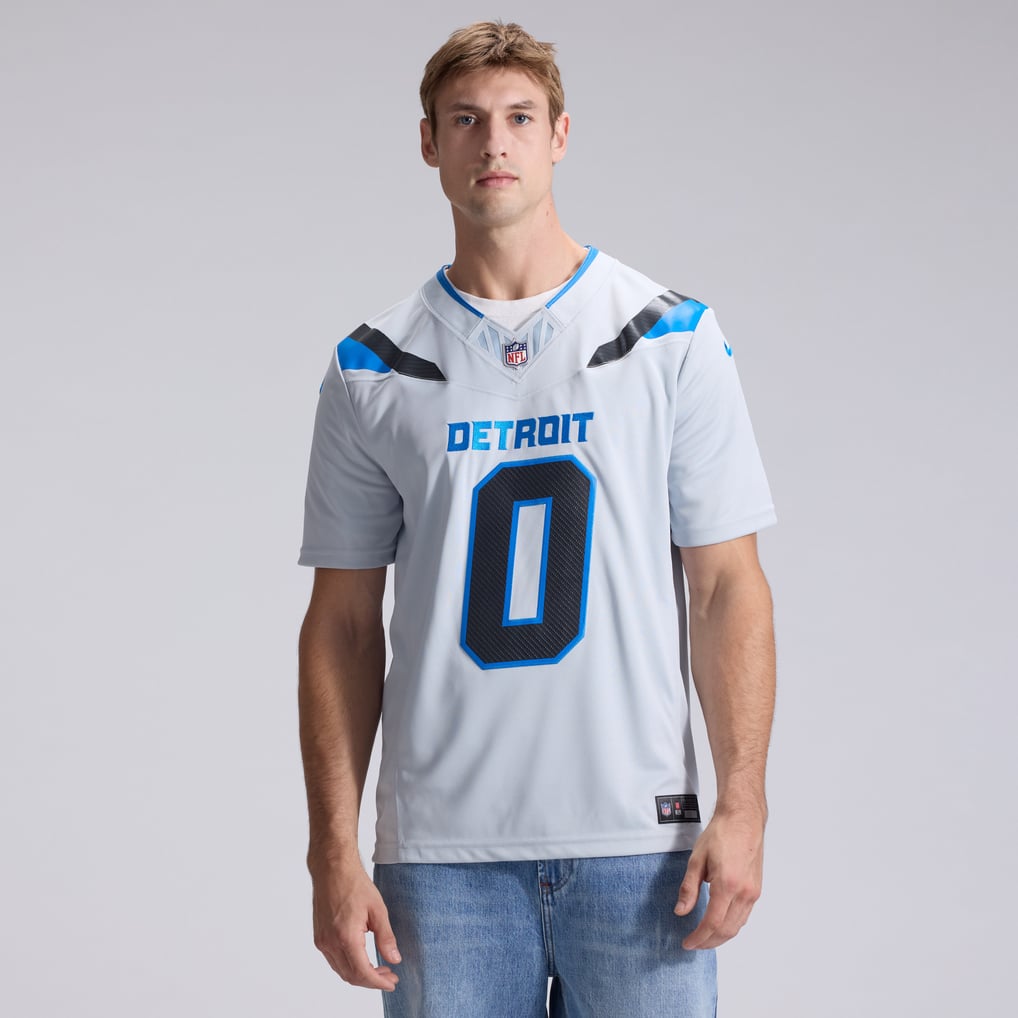 Men's Detroit Lions Jahmyr Gibbs Silver 2026 Rivalries Collection Stitched Limited Jersey