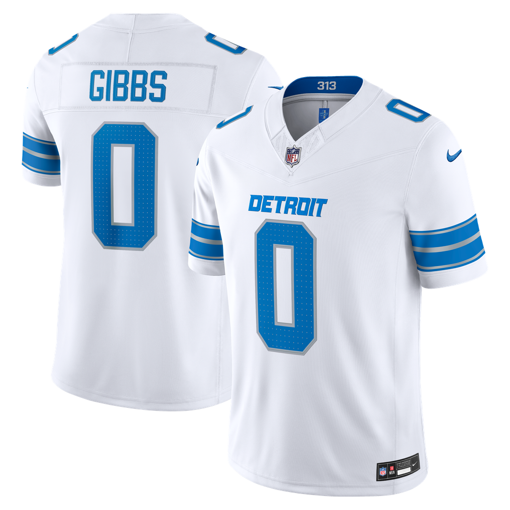 Men's Detroit Lions Jahmyr Gibbs White Vapor F.U.S.E. Stitched Limited Jersey