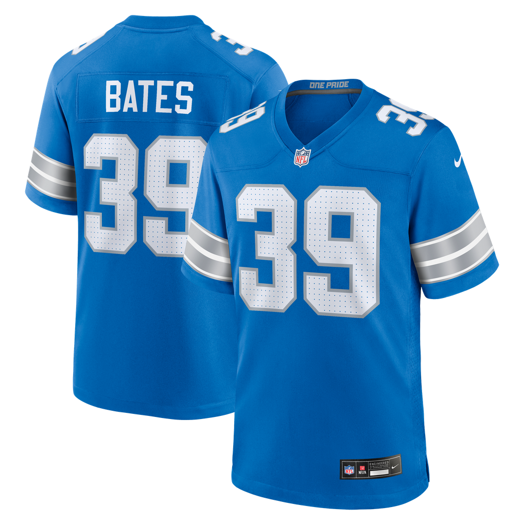 Men's Detroit Lions Jake Bates Blue Team Game Jersey