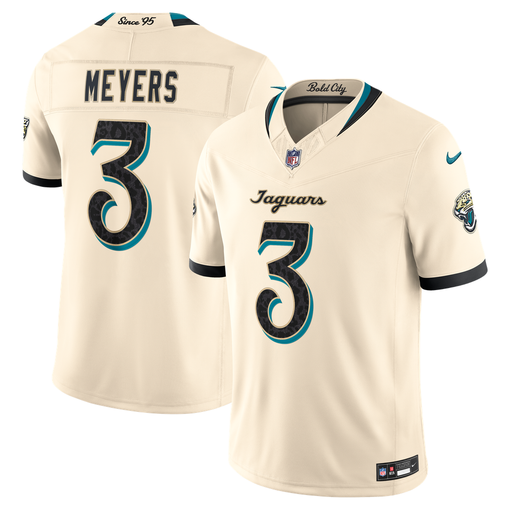 Men's Jacksonville Jaguars Jakobi Meyers Natural 2026 Rivalries Collection Stitched Limited Jersey