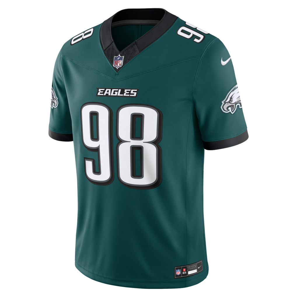 Men's Philadelphia Eagles Jalen Carter Midnight Green Team Vapor F.U.S.E. Stitched Limited Jersey