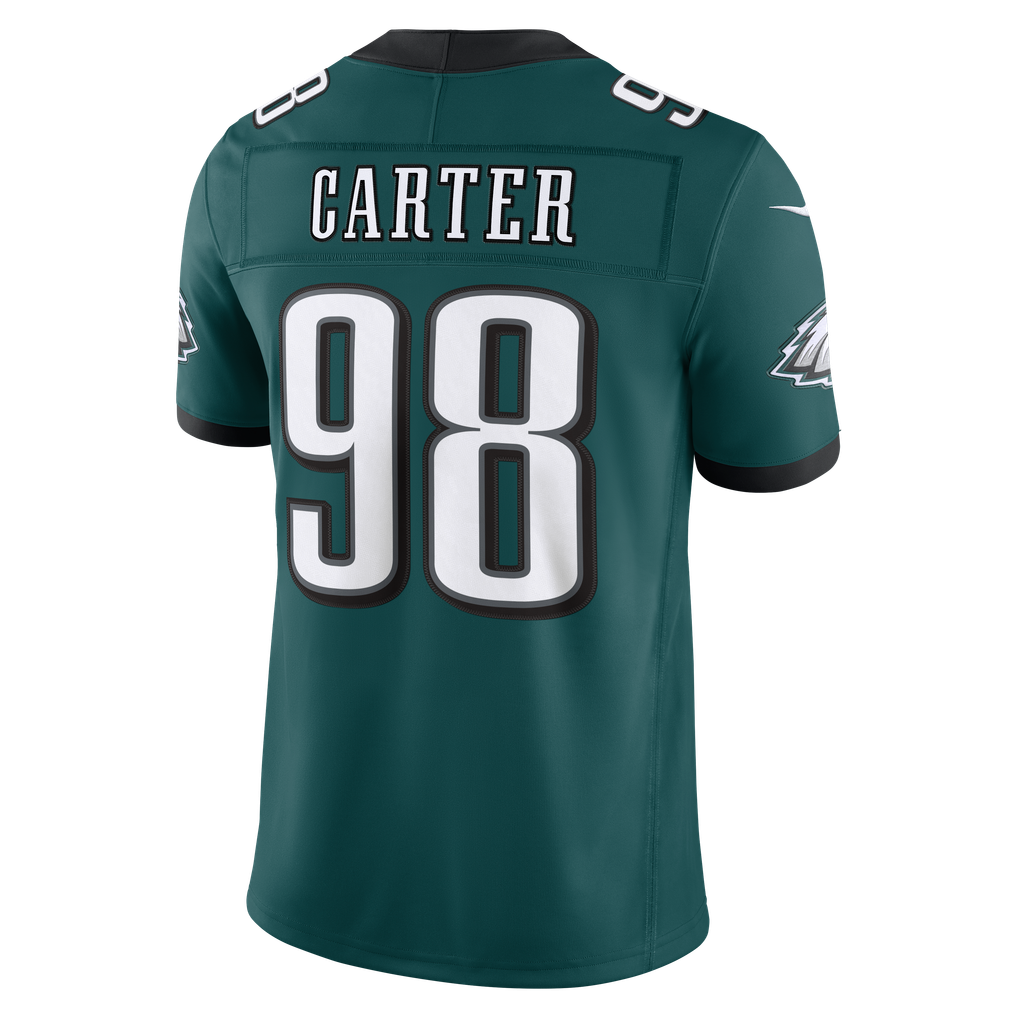 Men's Philadelphia Eagles Jalen Carter Midnight Green Team Vapor F.U.S.E. Stitched Limited Jersey