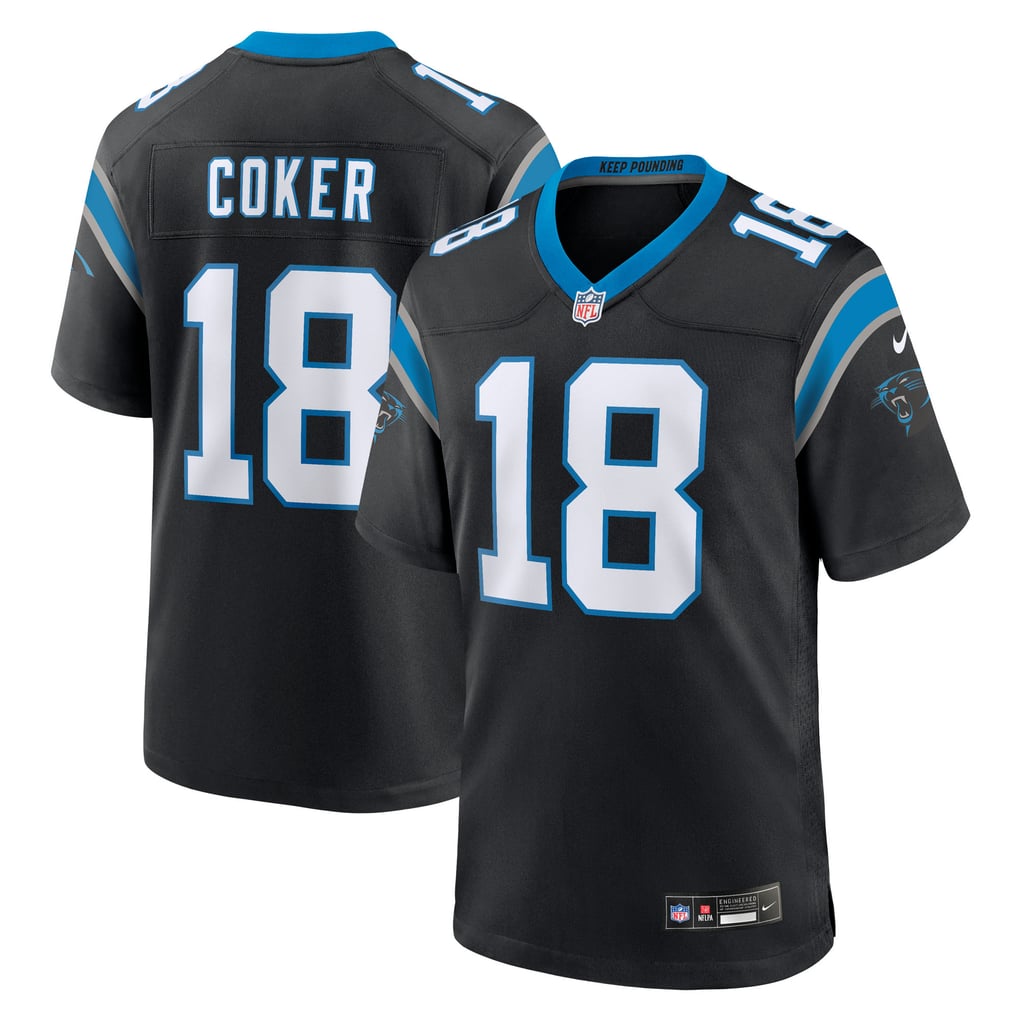 Men's Carolina Panthers Jalen Coker Black Team Game Jersey