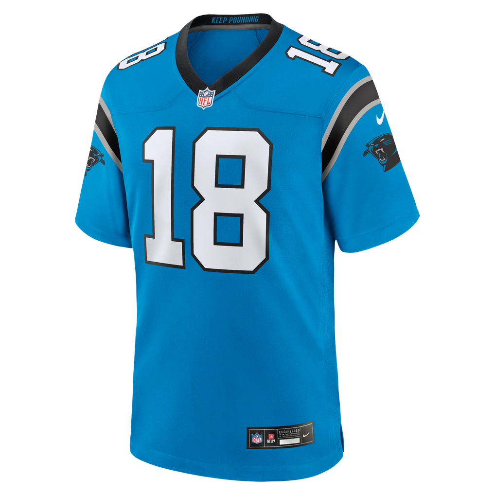 Men's Carolina Panthers Jalen Coker Blue Alternate Game Jersey