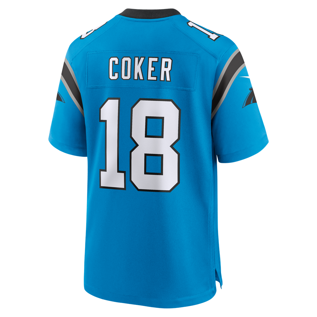 Men's Carolina Panthers Jalen Coker Blue Alternate Game Jersey
