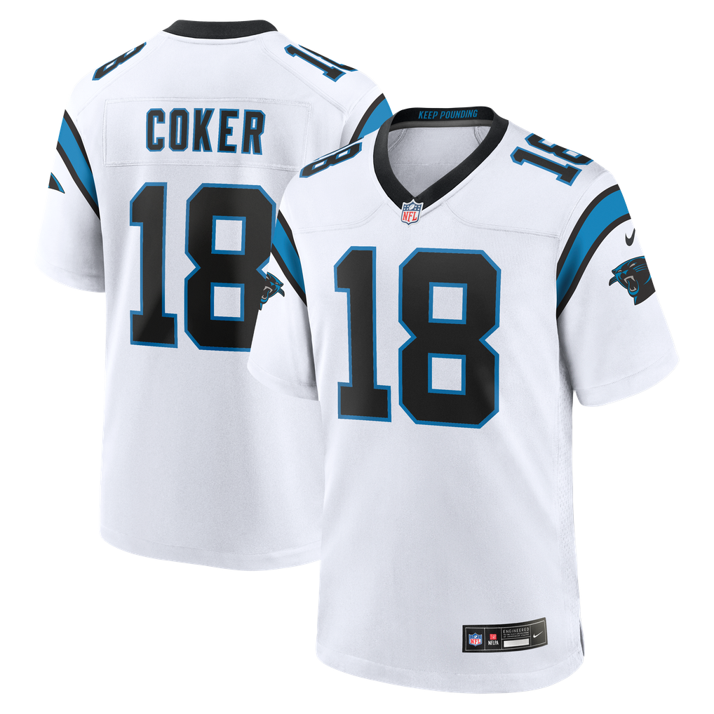 Men's Carolina Panthers Jalen Coker White Game Jersey