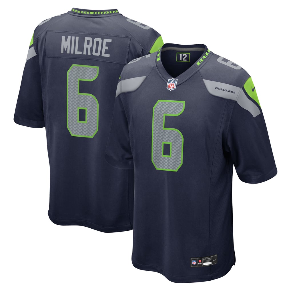 Men's Seattle Seahawks Jalen Milroe College Navy 2025 NFL Draft Game Jersey