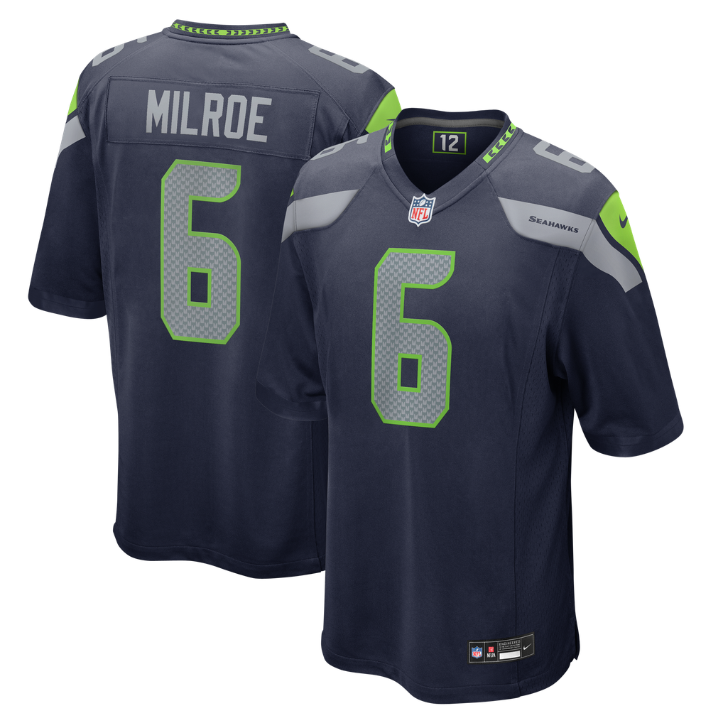 Men's Seattle Seahawks Jalen Milroe College Navy Team Game Jersey