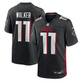 Men's Atlanta Falcons Jalon Walker Black Team Game Jersey