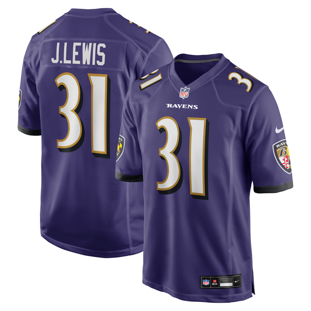 Men's Baltimore Ravens Jamal Lewis Purple Game Retired Player Jersey
