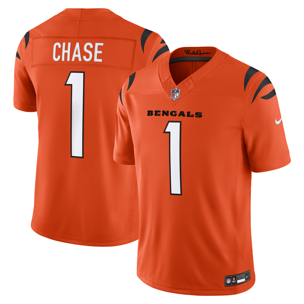 Men's Cincinnati Bengals Ja'Marr Chase Orange Alternate Vapor F.U.S.E. Stitched Limited Jersey