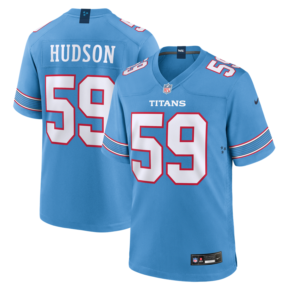Men's Tennessee Titans James Hudson Light Blue Team Game Jersey