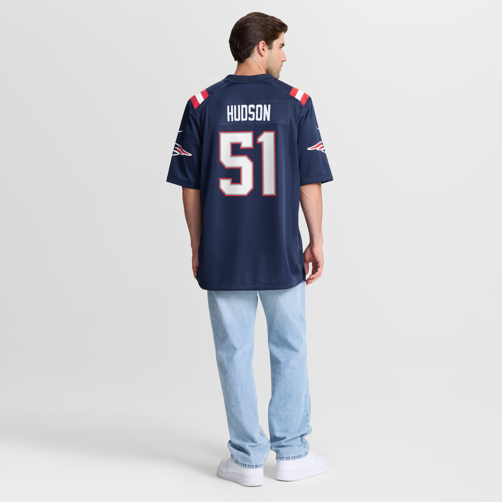 Men's New England Patriots James Hudson Navy Team Game Jersey