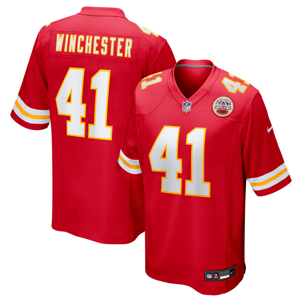 Men's Kansas City Chiefs James Winchester Red Game Jersey