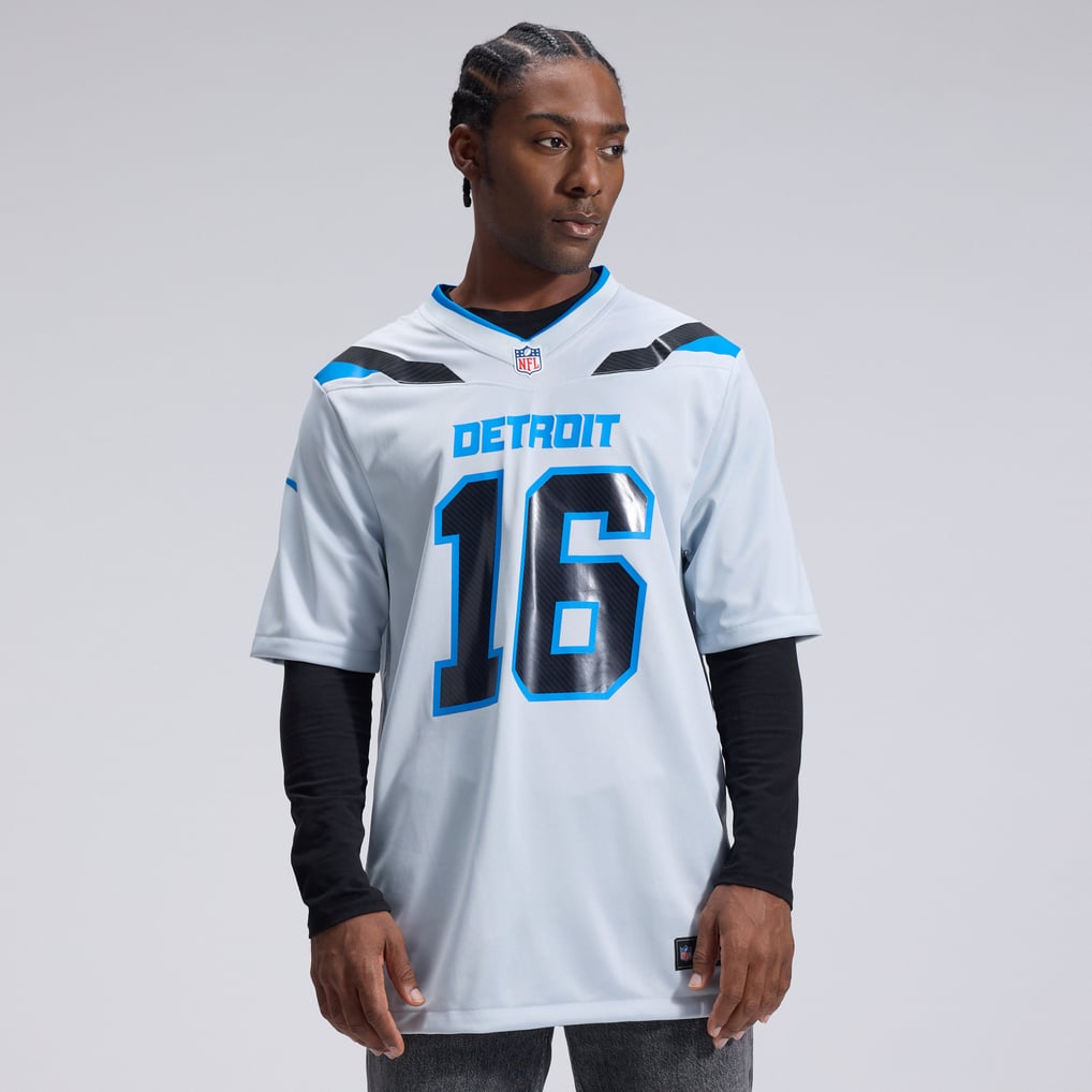 Men's Detroit Lions Jared Goff Silver 2026 Rivalries Collection Game Jersey