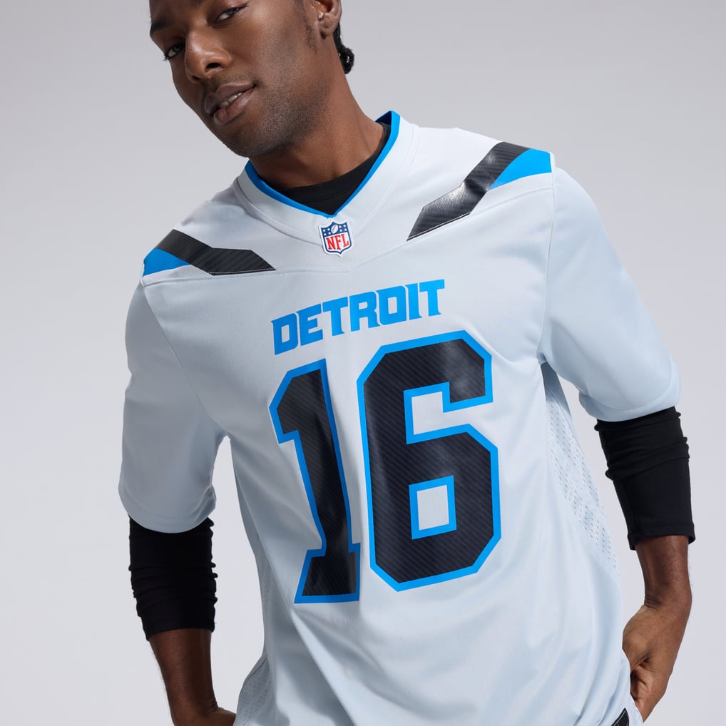 Men's Detroit Lions Jared Goff Silver 2026 Rivalries Collection Game Jersey