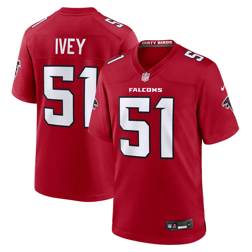 Men's Atlanta Falcons Jared Ivey Red Team Game Jersey
