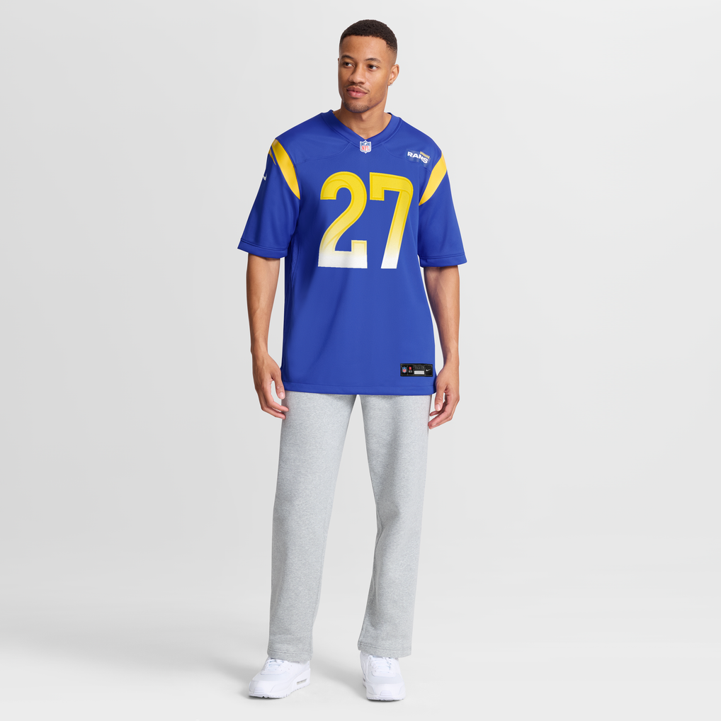 Men's Los Angeles Rams Jarquez Hunter Royal Team Game Jersey